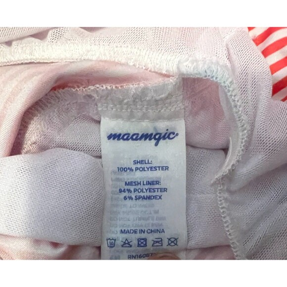 Maamgic Boys Swimsuit Swim Trunks  Size 8  Red Striped  Pool Beach Water Park - Picture 7 of 13